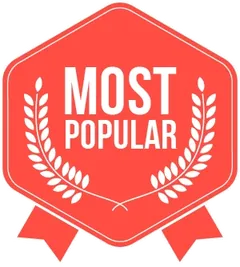 A red hexagon badge reading Most Popular with laurel leaves